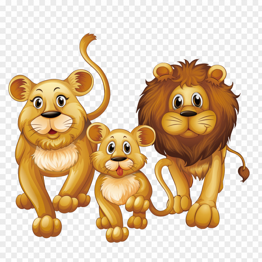 Lovely Lion Family Clip Art PNG