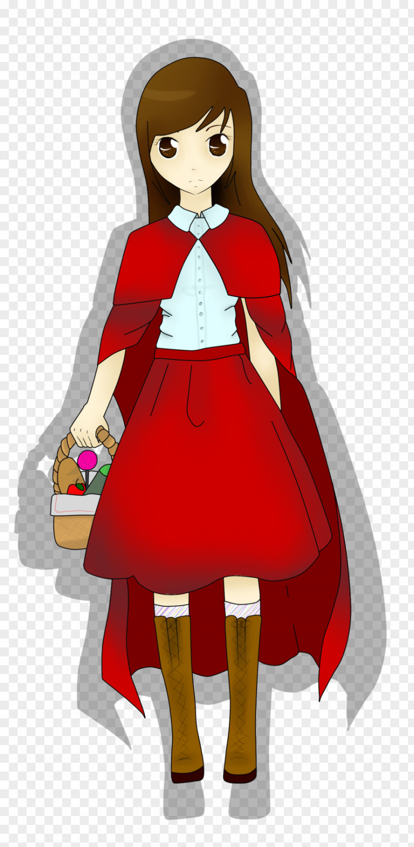 Red Riding Hood Brown Hair Cartoon Character Outerwear PNG