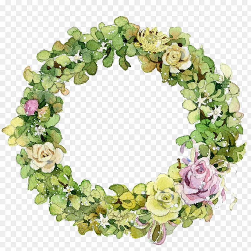 Hand Painted Garlands Floral Design Nosegay Wreath Download PNG
