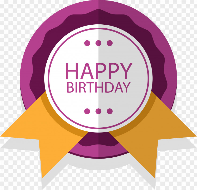 Purple Round Birthday Label Computer File PNG