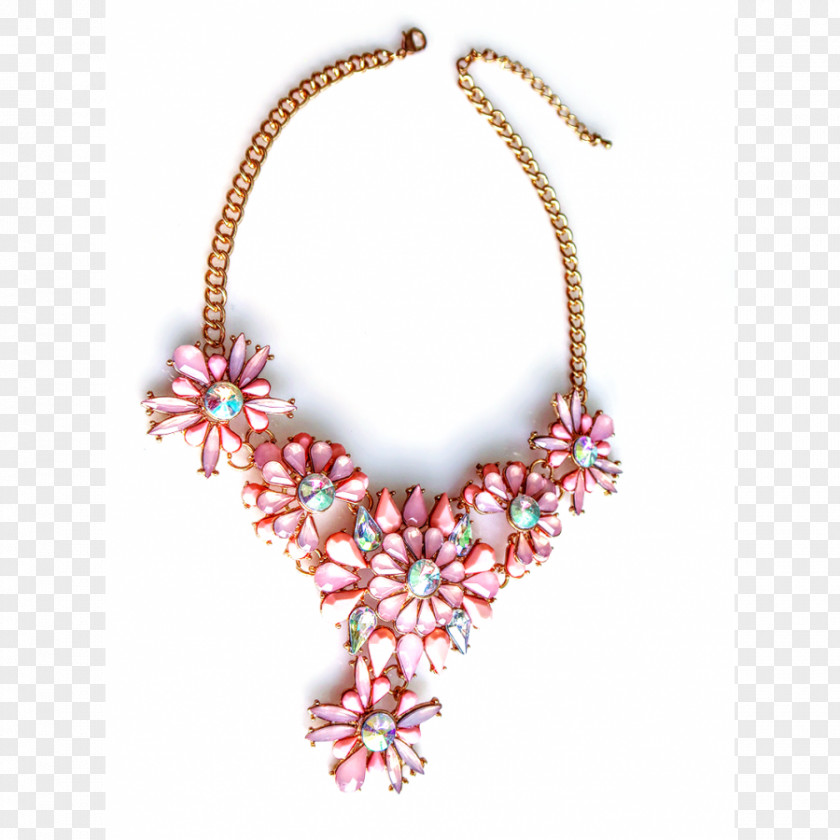 Blush Floral Necklace Jewellery Clothing Accessories Pink Gemstone PNG