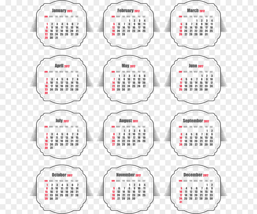 Grey Seal Style New Year Calendar Download Clip Art PNG
