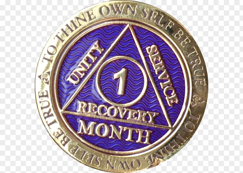 Gold Chip Sobriety Coin Alcoholics Anonymous Medal PNG
