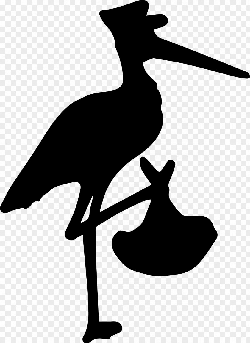 Stork Carrying Baby Animated White Black Bird Clip Art Beak PNG