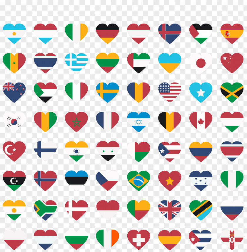 Vector Hand-drawn Heart-shaped Flag Heart Clip Art PNG