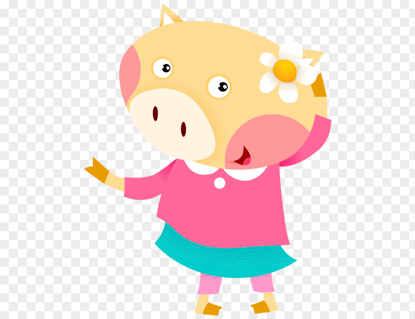 Hand-painted Cartoon Cute Female Pig Domestic Drawing Illustration PNG