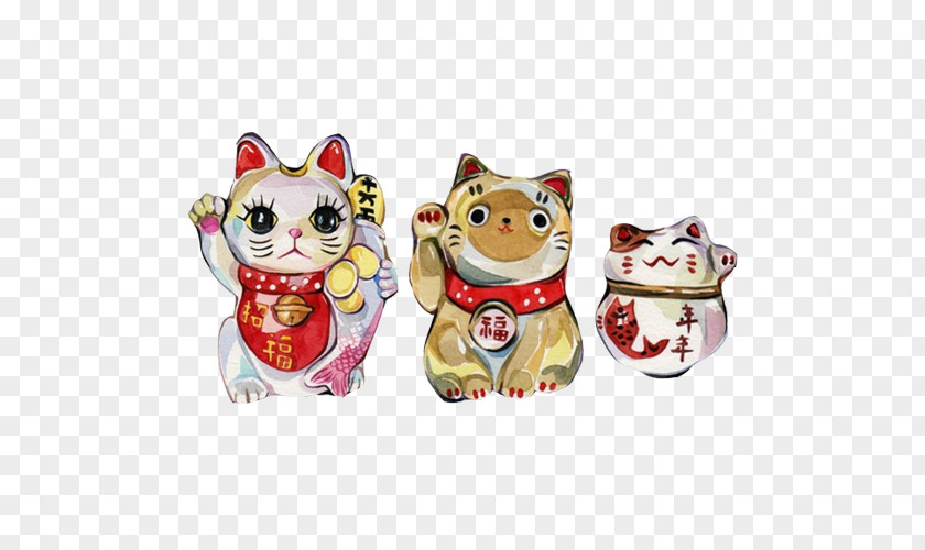 Lucky Cat Hand Painting Material Picture Maneki-neko Paw Luck Illustration PNG