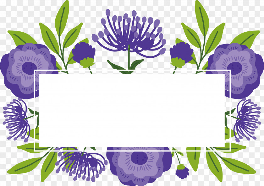 Purple Romantic Flower Title Box Computer File PNG