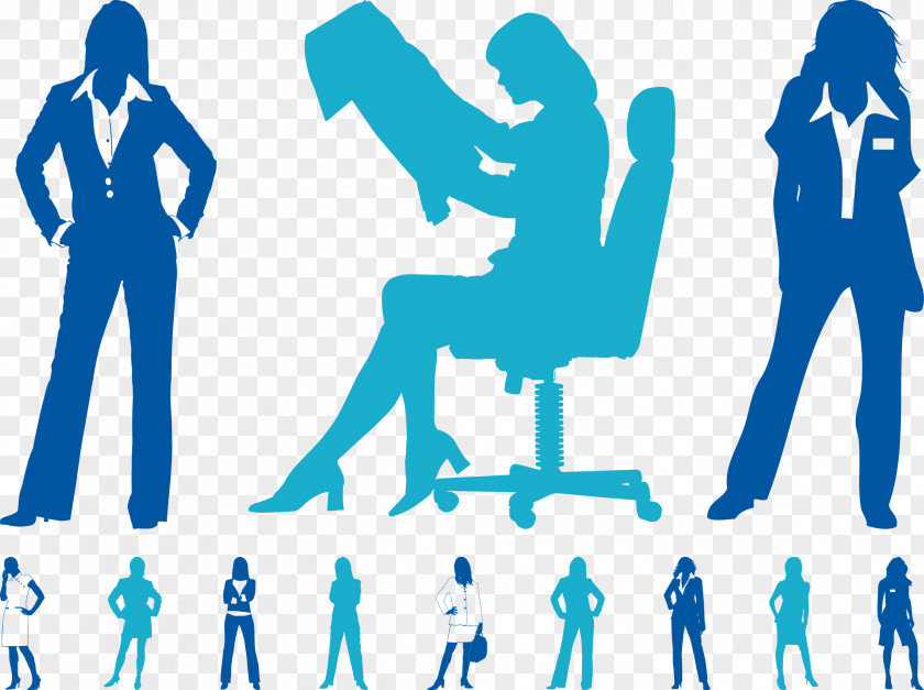 Blue Silhouette Vector Women In The Workplace Businessperson Clip Art PNG