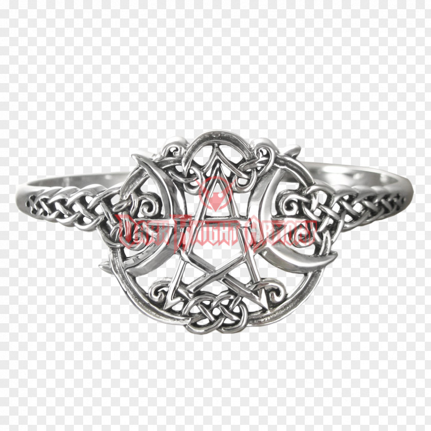 Silver Pentagram Pentacle Wicca Bracelet PNG
