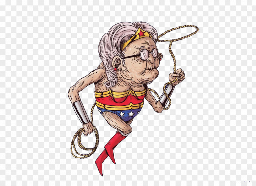 Aging Wonder Woman Diana Prince Superman Superhero Cartoon Drawing PNG