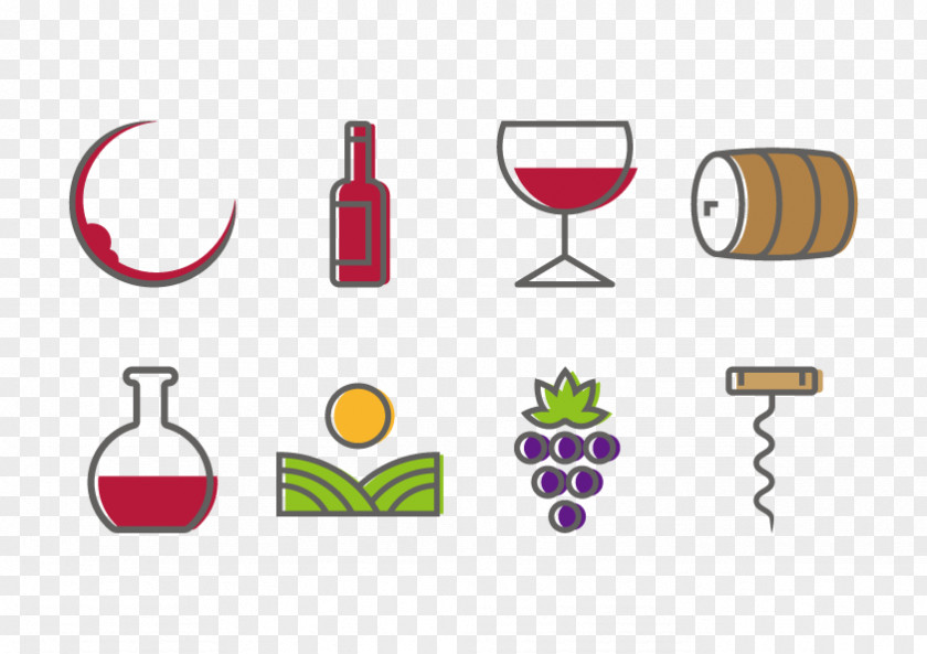 Wine Grapes Element Vector Red Glass Common Grape Vine Icon PNG