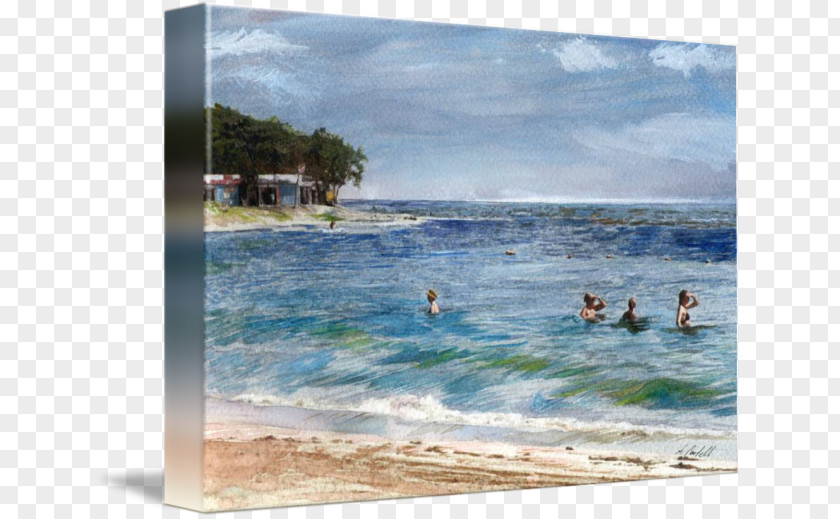 Bathing Beauty Shore Watercolor Painting Sea Beach PNG