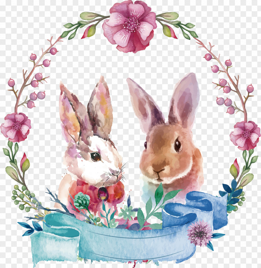 Vector Hand-painted Little Rabbit Posters Watercolor Painting Oil Paint PNG