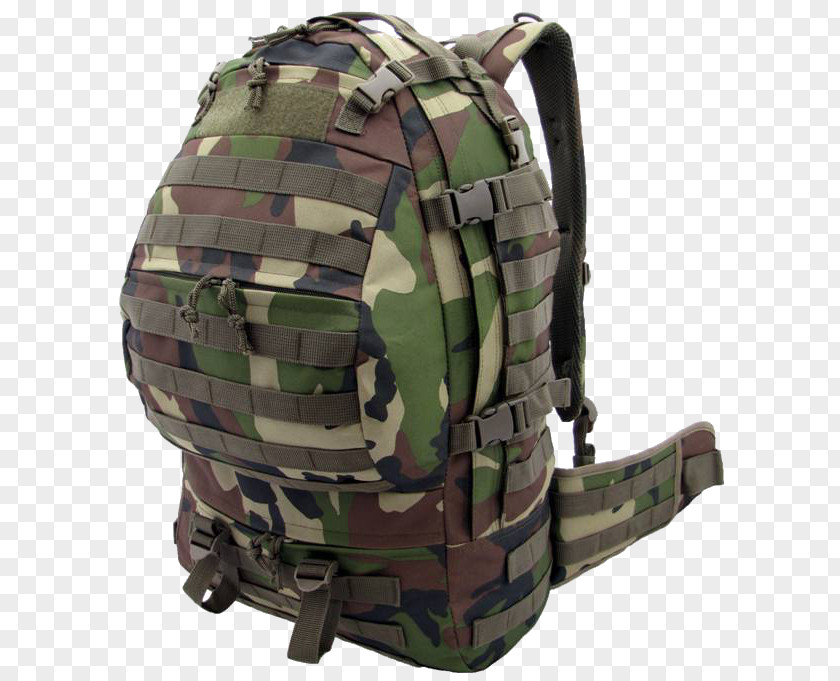 Woodland Backpack Bag Camouflage U.S. MOLLE PNG