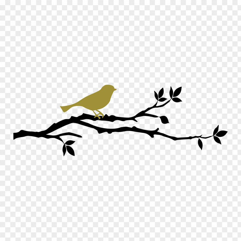 Woodland Bird Branch Wall Decal Tattoo Ornament PNG