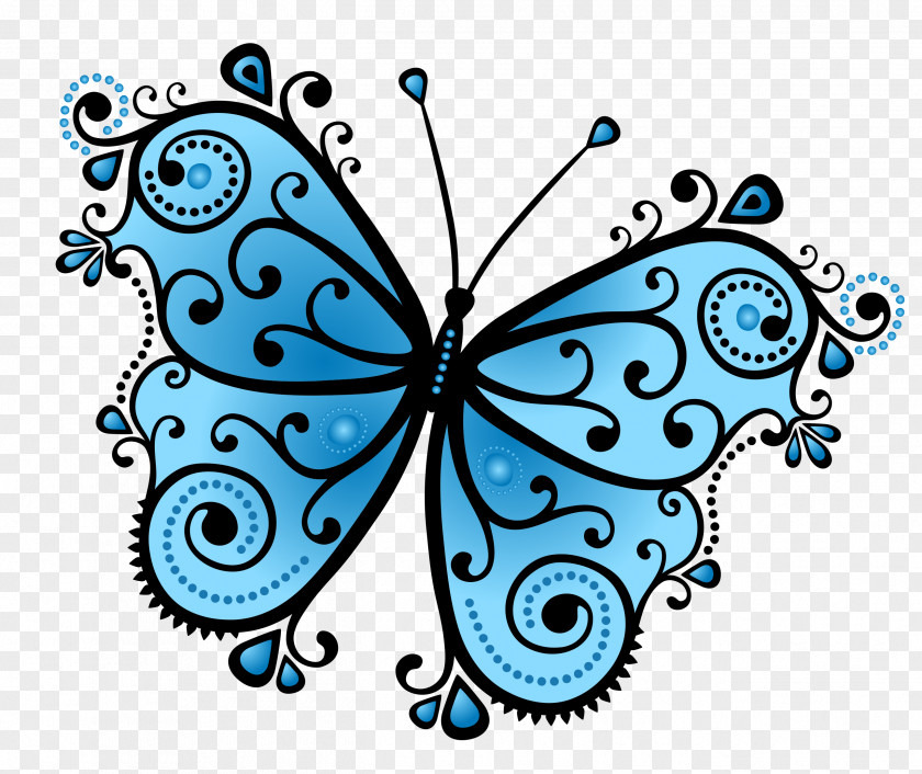 Blue Butterfly Drawing Wallpaper PNG