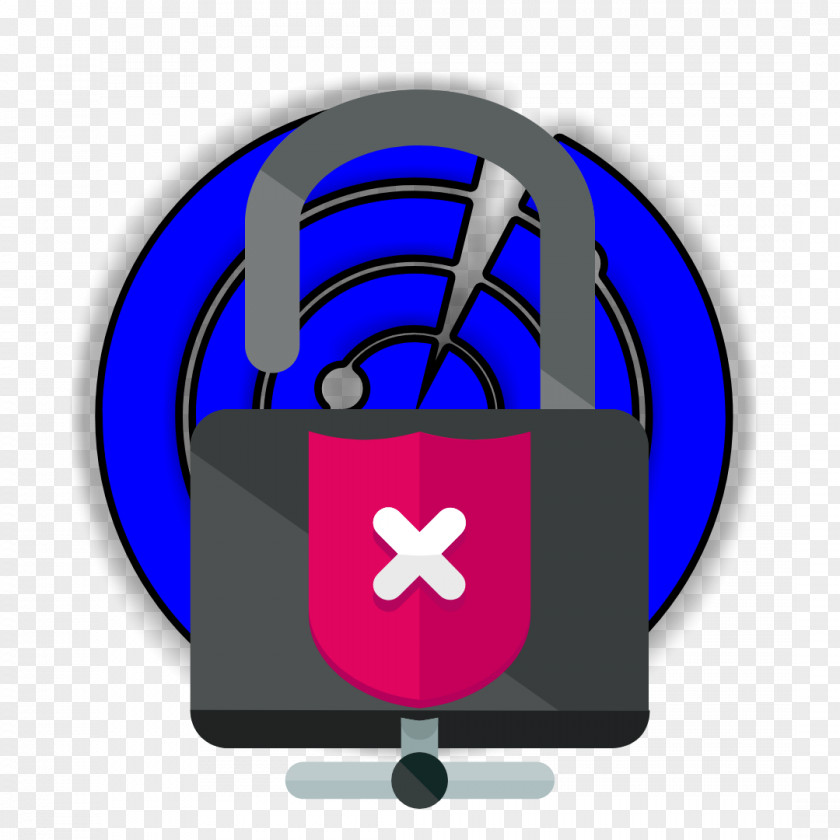 Electric Blue Security Padlock PNG