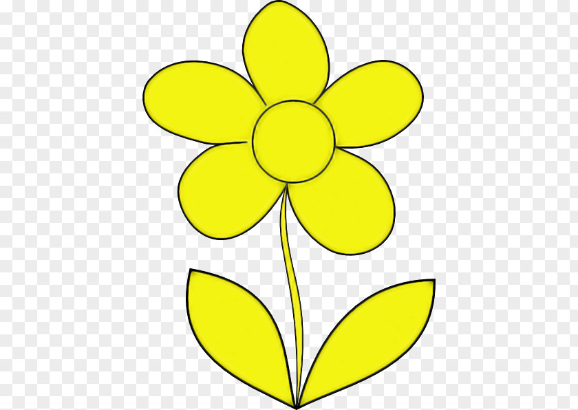 Yellow Petal Green Leaf Flower PNG