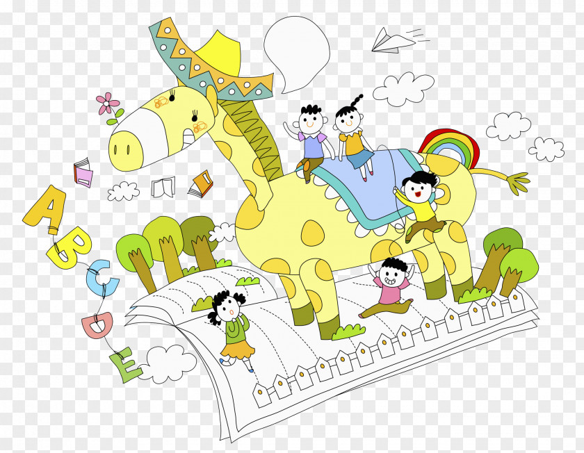 Giraffe Kids Child Cartoon Clip Art PNG