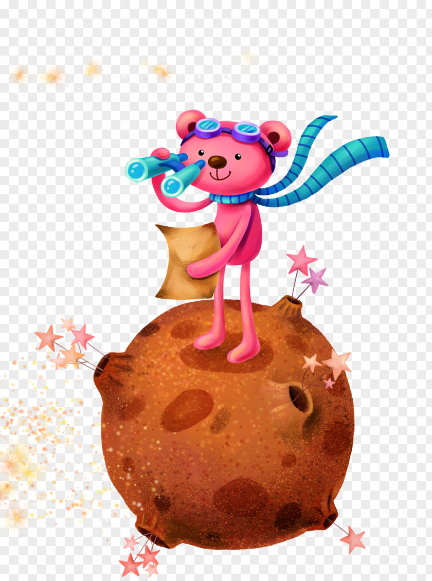 Telescope Bear Cartoon Comics Illustration PNG