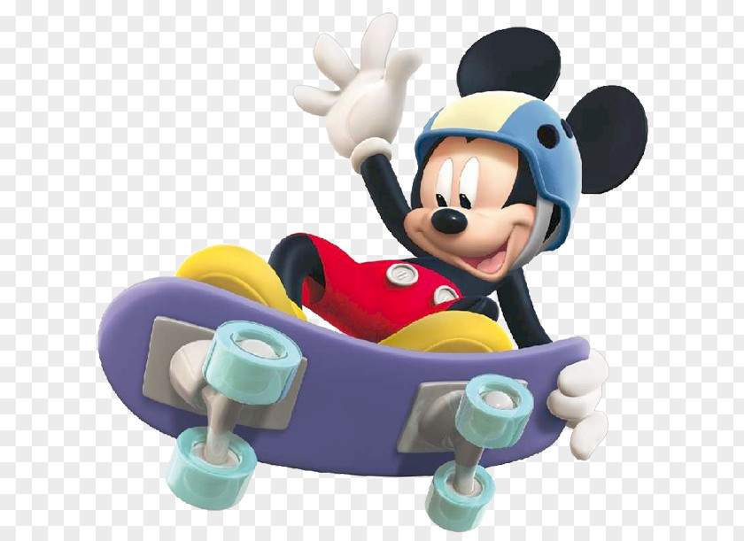 Skateboarding Mickey Mouse Minnie Daisy Duck Wall Vignette PNG