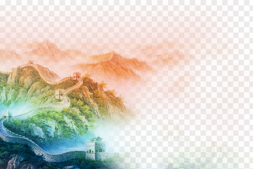 Great Wall Mountains Of China Badaling Wallpaper PNG