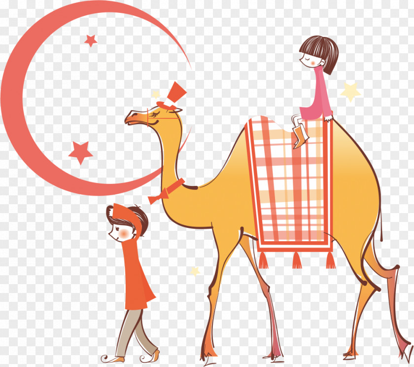 Camel Riding Cartoon Illustration PNG