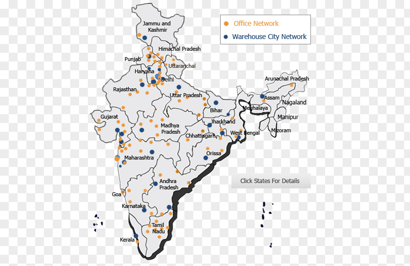 India Map With Cities Logistics Warehouse Service PNG