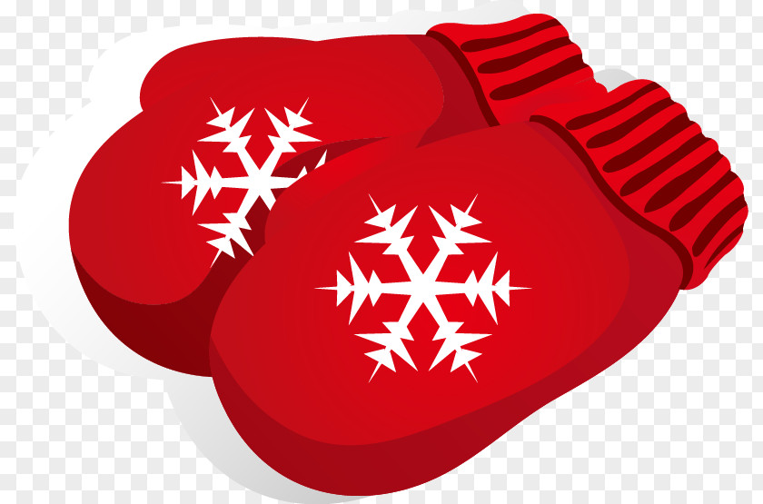 Painted Red Snowflake Pattern Gloves Glove Royalty-free Clip Art PNG