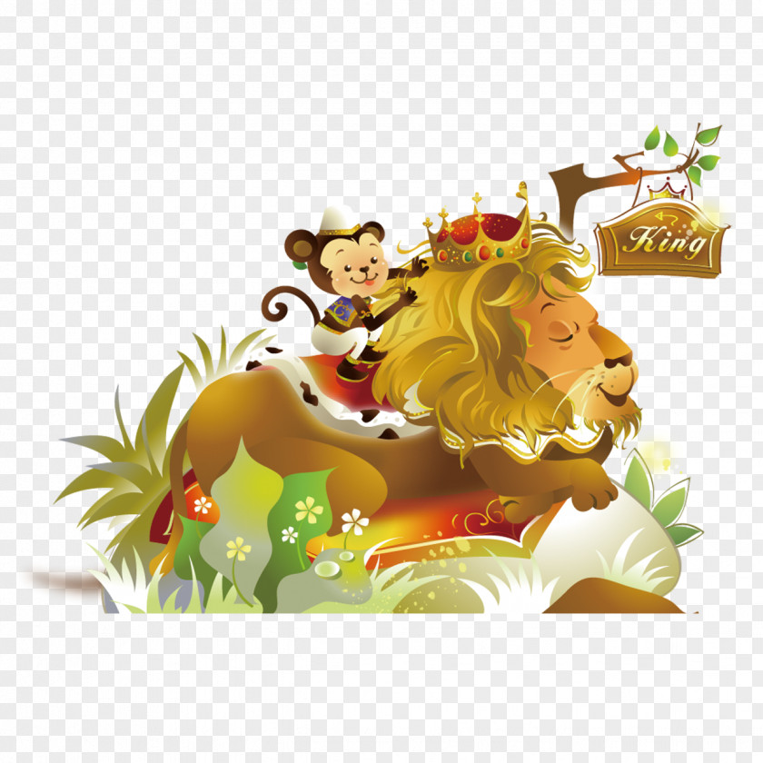 Cartoon Lion Monkey Ape PNG