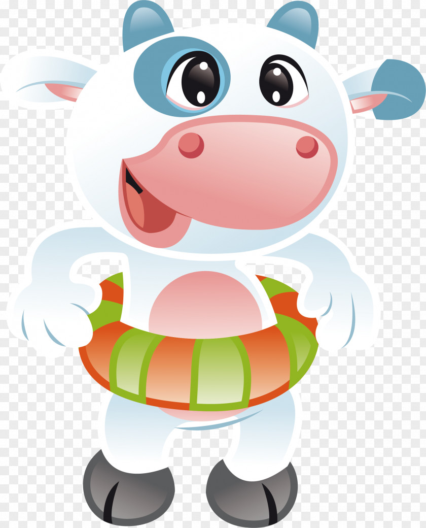 White Cow Vector Cattle Cartoon Illustration PNG
