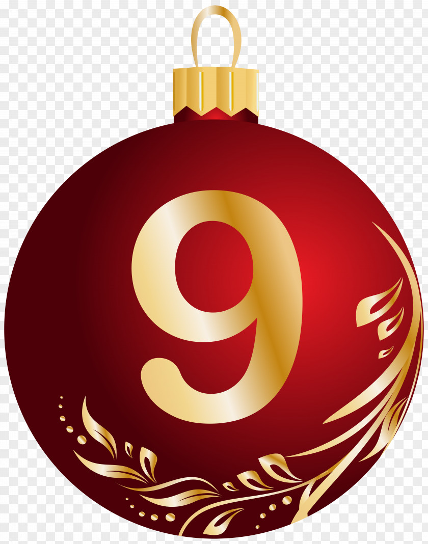 Christmas Ball Number Nine Transparent Clip Art Image Ornament Candy Cane PNG