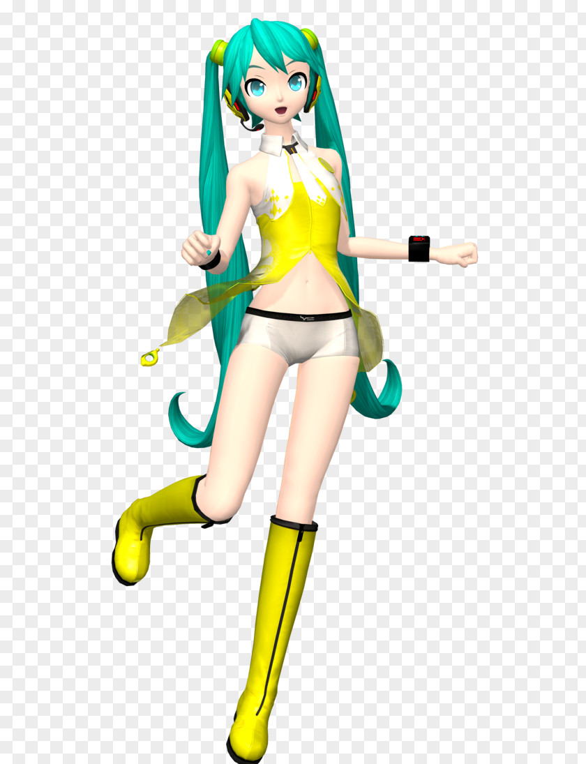 Hatsune Miku Yellow Vocaloid MikuMikuDance Figurine PNG