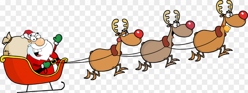 Vector Cartoon Santa Claus With Deer Clauss Reindeer Rudolph Christmas PNG
