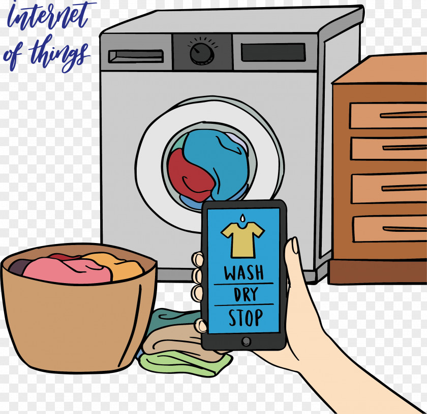 Hand Painted Intelligent Washing Machine Drawing Clip Art PNG