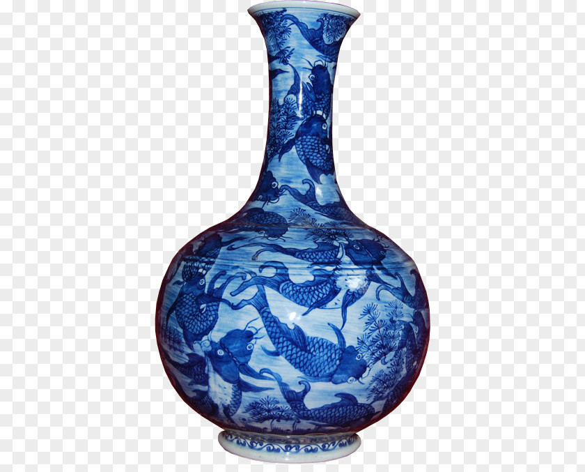 Vase Blue And White Pottery Porcelain Cobalt PNG