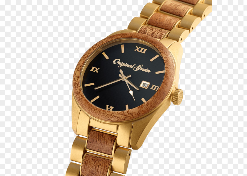 Watch Strap Analog Gold Mahogany PNG