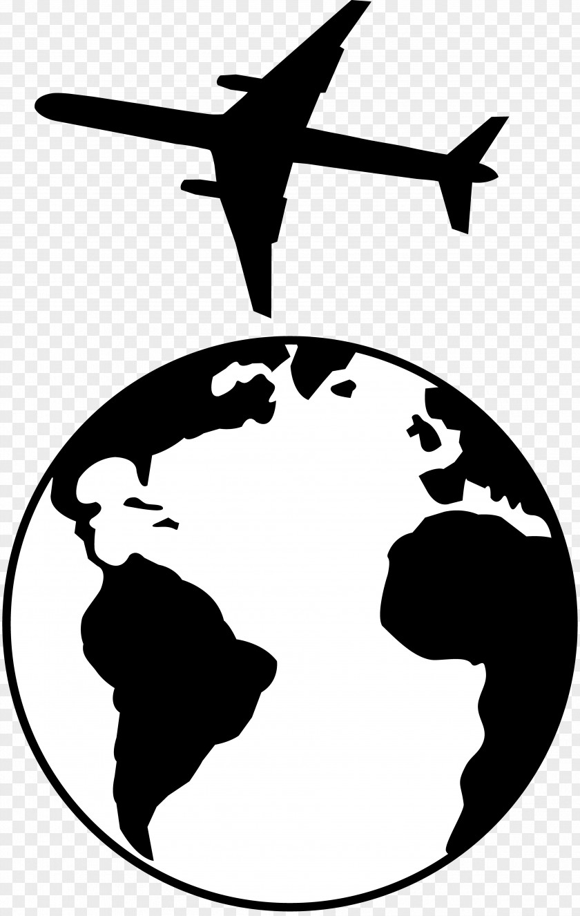 Airplane Walking Cliparts Earth Globe Black And White Clip Art PNG