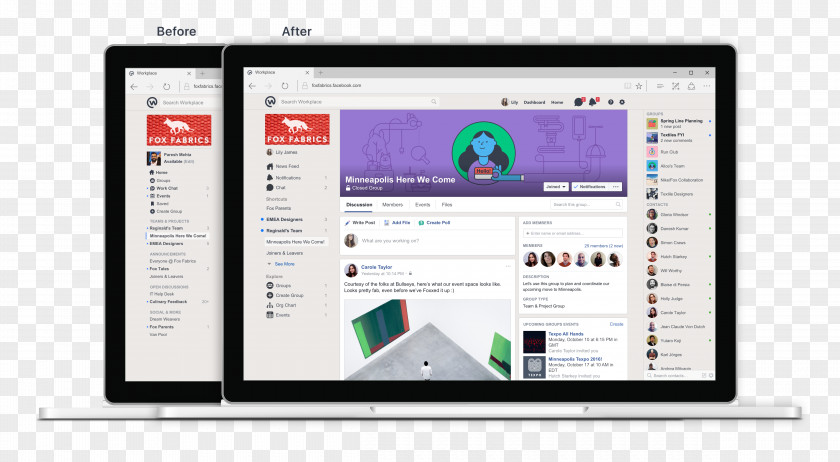 Before And After Workplace By Facebook Social Media Online Chat PNG