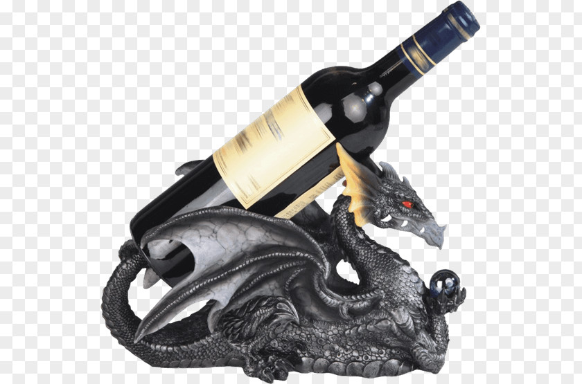 Silver Champagne Bottle Wine Dragon PNG