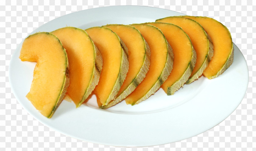 Cantaloupe Slices On The Plate Hami Melon Honeydew PNG