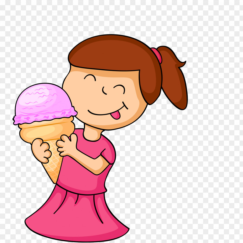 Ice Cream Girl Cartoon Illustration PNG cream Illustration, little girl eating ice s clipart PNG