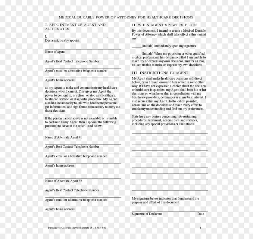 Lasting Power Of Attorney Document Form Template PNG