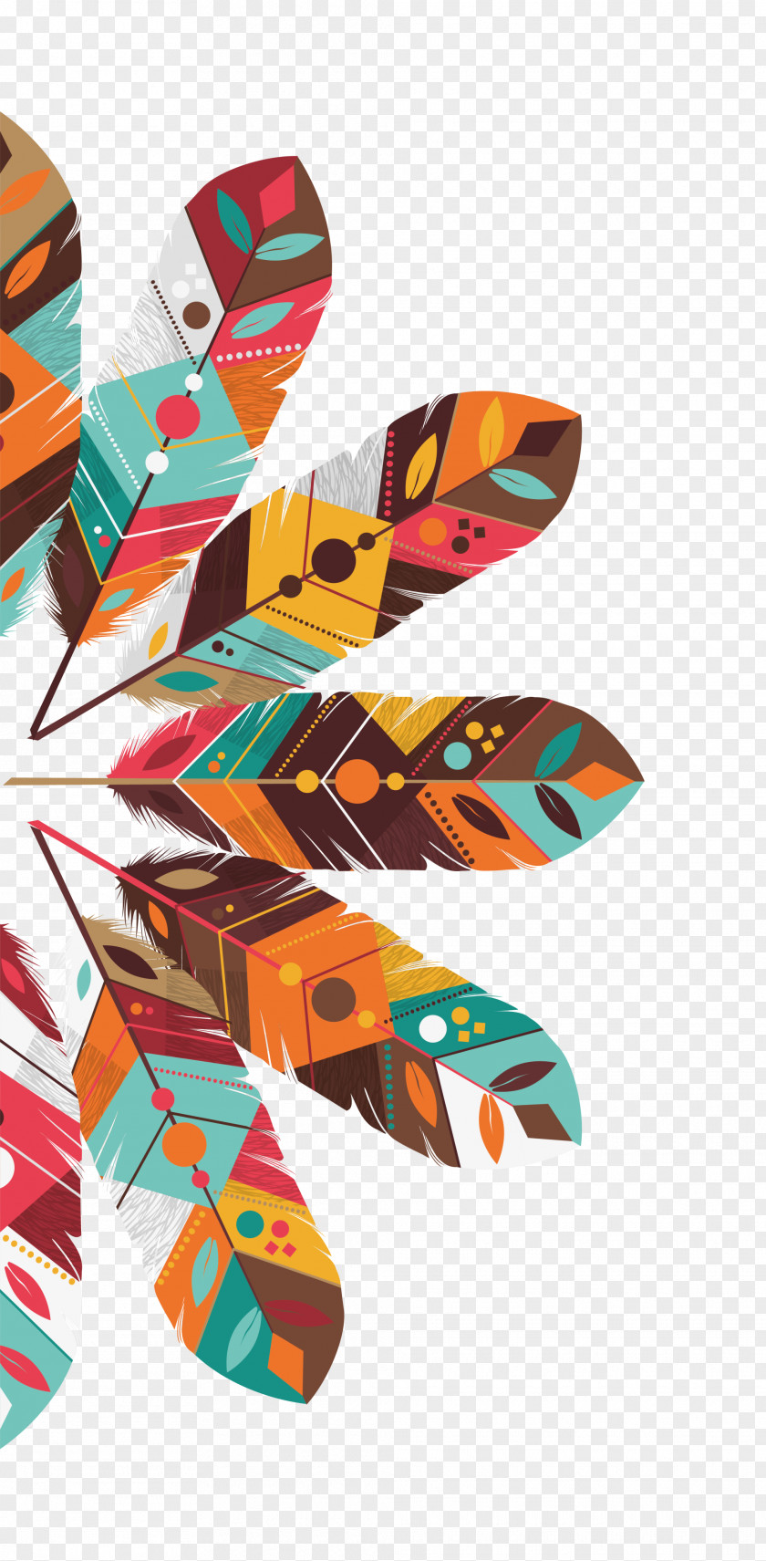 Colored Indian Feather Boho-chic Euclidean Vector Illustration PNG