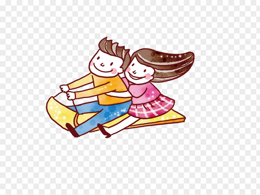 Gliding Children Cartoon Drawing Illustration PNG