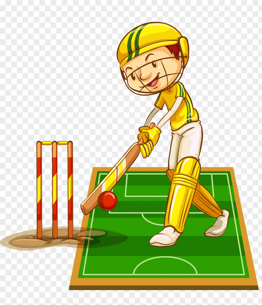 Vector Cartoon Hand Painted School Baseball Game Cricket Bat Nets Stock Photography PNG