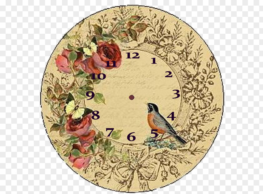 Clock Decoupage Face Paper PNG