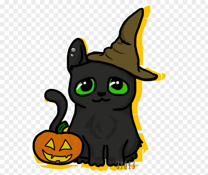 Halloween Black Cat Kitten Image PNG