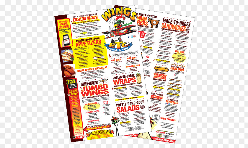 Menus Pizza Advertising Product Wings Etc. PNG